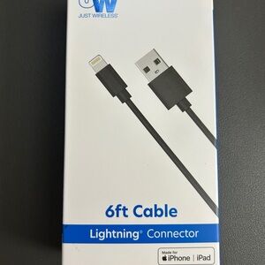 Just Wireless Black Lightning Connector 6ft Cable New in Box